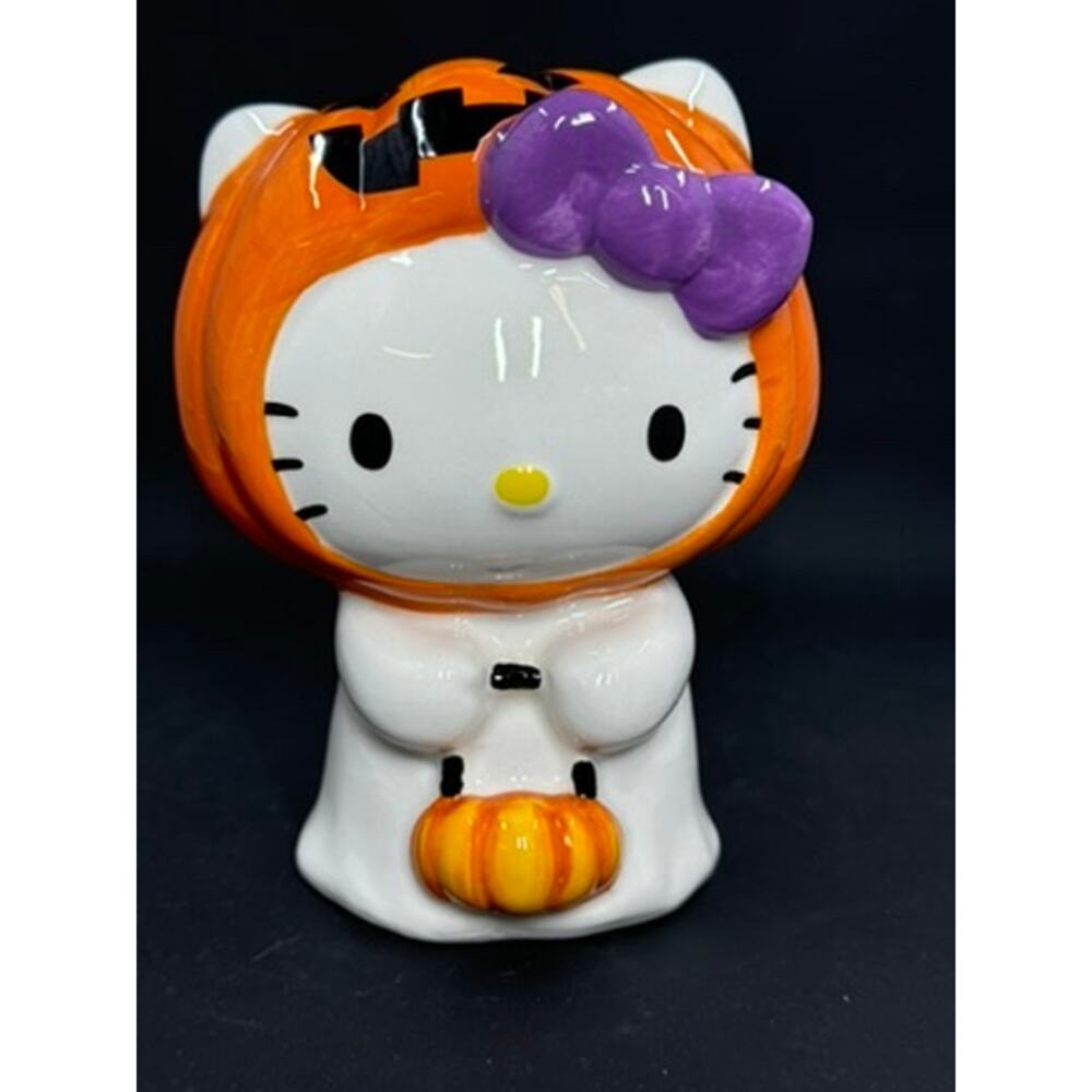 NEW Hello Kitty Pumpkin Hat, Purple Bow,‎ Pumpkin Basket, Halloween Figurine